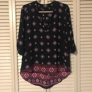 *Donating 3/11* Pink and navy blue paisley blouse